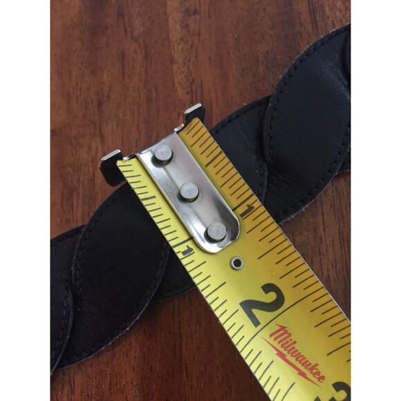 Bally Made In Italy Belt Twist Navy Blue  Leather Gold Tone Buckle